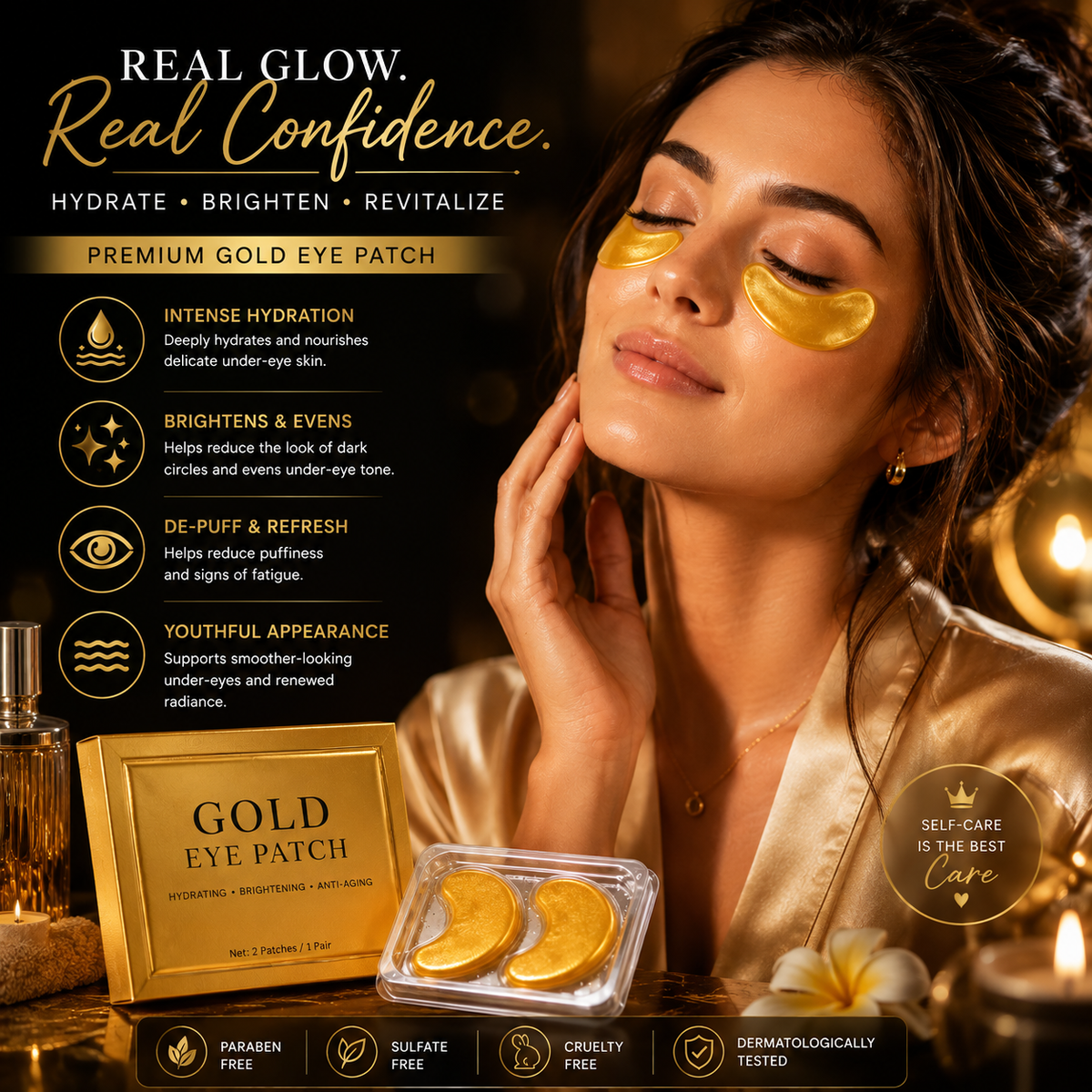 Gold Hydrogel Under Eye Patches – 6 Pairs
